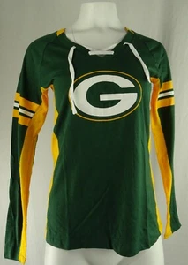 Green Bay Packers NFL Majestic Women's Lace-Up T-Shirt - Picture 1 of 14