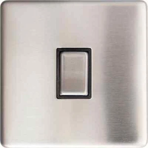 2-Wege Eingang 10A Gebürstetes Chrom Schraubenloser Lichtschalter Entwickelt für UK - Bild 1 von 2