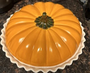 Vintage Pumpkin Pie Rezeptform Keramik Herbst Backen Kuchenplatte mit Deckel 11,5" LESEN - Bild 1 von 8