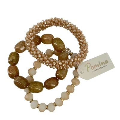 Pomina女式中性波西米亚串珠弹力可堆叠手链套装,3 件套 — 第 1/4 张图片