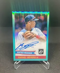 2018 Donruss Optic Rafael Devers Rated Rookie Auto Aqua /99 San Francisco Giants - Picture 1 of 2