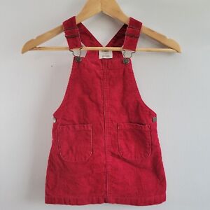 Oshkosh Genuine Kids 3T Red Corduroy Lined Overall Shift Dress 100% Cotton