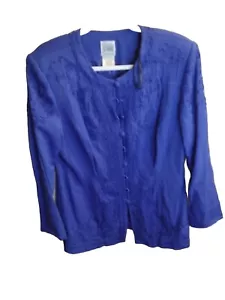 R&M Richards By Karen Wong Royal Blue Embellished Jacket Buttons sz 14 *14/03* - Picture 1 of 4