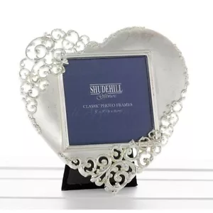 Silver Lace Heart Photo Frame  Anniversary Valentines Gift Present 3" x 3" - Picture 1 of 1