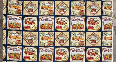 Vintage 2001 Campbell Soup Labels Concord Fabrics Cotton Fabric Panel 24" x 44" - Image 1 of 2