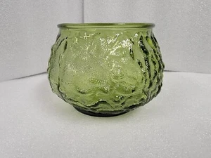 Vintage 1960's E O Brody Co, Green Crinkle Glass Bowl/Vase - Picture 1 of 8