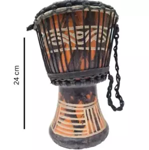 Tamburo in legno (Djembe) dimensioni piccole: altezza 24 cm x diametro superiore 14 cm - Foto 1 di 10