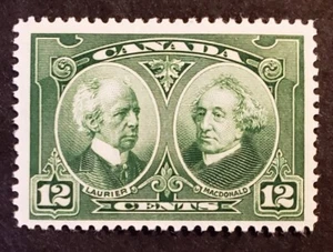 Stamps Canada Mint: #147 12c green Laurier & Macdonald Historical Issue VF MLH - Picture 1 of 1