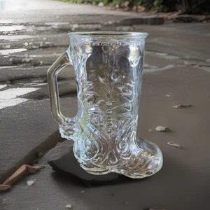 Vintage Glas Cowboystiefel 10 Unzen Bierkrug Sammlerstücke Bar Retro 6,5 Zoll - Bild 1 von 2