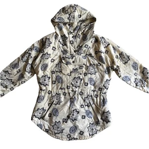 Vintage L.L Bean Cream Light Yellow Flower Insulated Pull-Over Hooded Jacket S - Picture 1 of 10