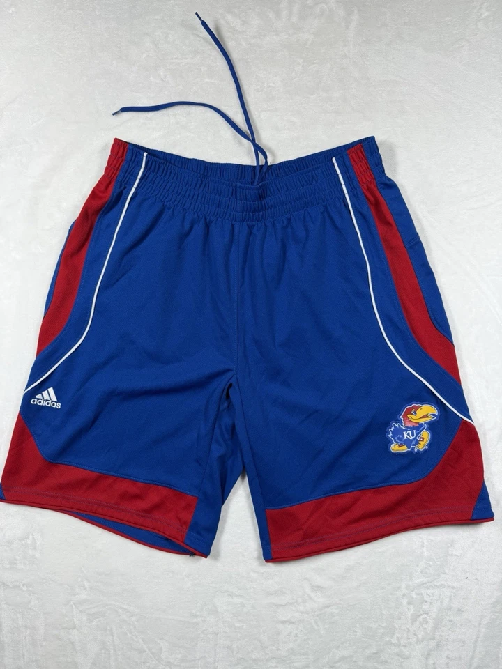 Adidas Kansas Jayhawks Blue Red Basketball Shorts NCAA Sz Large - Image 1 of 4