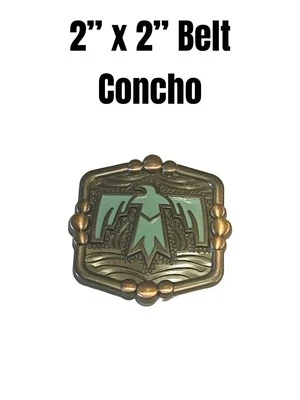 2” Belt Concho With Turquoise Eagle  On Antique Nickel-Screw Back - Image 1 of 4