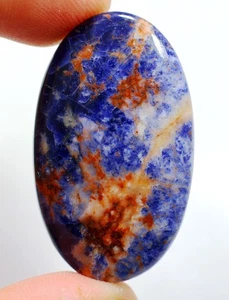 47 KT6X25X42 mm NATÜRLICHER ORANGE BLAUER SODALITH OVAL CABOCHON EDELSTEIN HK-433 - Bild 1 von 6