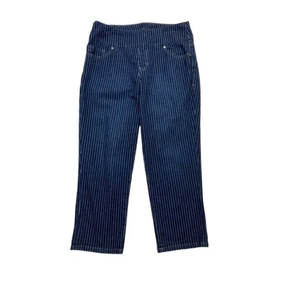 Jag 牛仔裤修身拉条纹裁剪牛仔裤蓝色白色深水洗 16 码 — 第 1/4 张图片