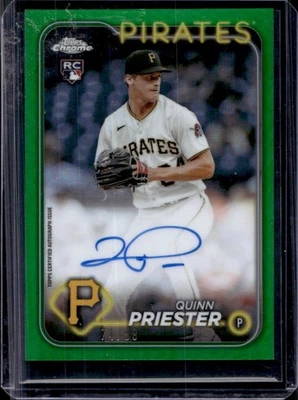 2024 Topps Chrome Quinn Priester Rookie Auto RC Green Refractor #74/99 Pirates - Image 1 of 2