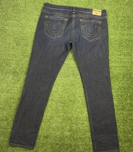 True Religion Rocco Relaxed Skinny Denim Jean Dark Wash Blue Mens 42 X 34 - Picture 1 of 7