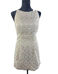 Vintage Jessica McClintock Dress Women 6 Lace Lined Metallic Gold USA EUC - Picture 1 of 11