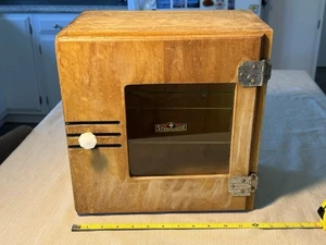 Antique Wooden Sterilizer Cabinet W/ Glass Shelves Art Deco Design Barber Tatoo - Picture 1 of 22