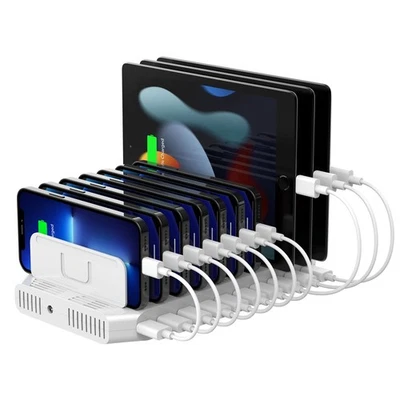 10-Port USB Charging Station with SmartIC Tech Compatible with iPad iPhone - Image 1 of 4