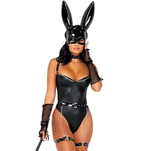Sexy Conjunto de Disfraz de Bad Bunny Cadena Tachonada Body Liguero Orejas 5098D Grande - Imagen 1 de 11