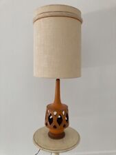 Mid Century MCM Vintage TALL Ceramic Pottery Table Lamp w/ Teak or Walnut base