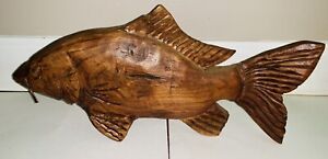 Hand Carved Wood Brown Fish RAF 00 Signed Robert Anthony Francis