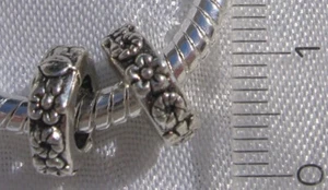 2 CHARMS PERLES ANNEAUX FLEURS METAL ARGENTE 3x10mm trou 6mm COMPATIBLES *E112 - Picture 1 of 1