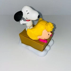 Peanuts Character Figure Snoopy Sally Riding On Sled Toy Collectible 2015 - Picture 1 of 8