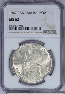 1947 Panama Silver Balboa NGC MS62 - Picture 1 of 2