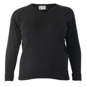 Black V Neck School Jumper Uniform Acrylic Age 7-8 28” chest high quality - Picture 1 of 5