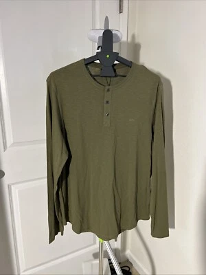 Camisa Michael Kors Manga Larga Para Hombre XL Oliva Ejército Henley Nueva con Etiquetas $69.50 Foto 1 de 3