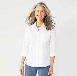 Womens Button Down Shirt Long Sleeve Linen Cotton Blouse Tops S - Picture 1 of 1