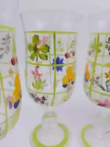 Vintage Set of 5 Tracy Porter Style Hand Painted Water Goblets 8" - Picture 1 of 23