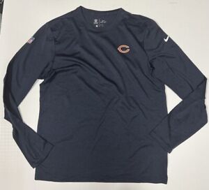 Nike Chicago Bears Shirt Mens M Blue Long Sleeve Dri-Fit Crew Neck On Field NFL