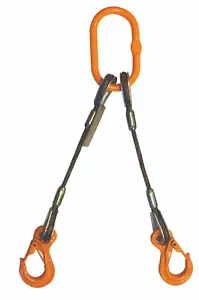 Two Leg Wire Rope Sling 1/2" x 4 FT Spreader Crane Safety Hooks with Latch - Picture 1 of 2