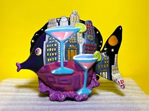 Cosmopolitan Ceramic Fish by Westland "Fish Outta Water" Purple / Pink - Picture 1 of 5