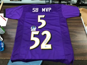 Ray Lewis & Joe Flacco Autographed/ Signed SUPERBOWL MVP'S Jersey Beckett - Picture 1 of 5