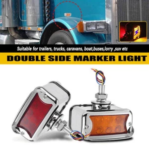 2X LED Double Face Fender Marker Light Turn Signal Lamp Red Amber Semi Truck SUV - Picture 1 of 9