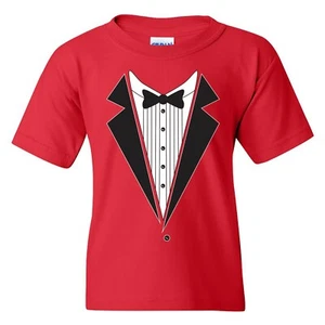Tuxedo Shirt - Funny Formal Wedding Celebration Ceremony Graphic Youth T Shirt - Picture 1 of 33