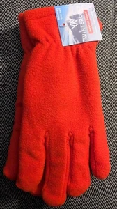 NEW Women's L-XL Fleece Winter Gloves Orange Warm Cozy Thick Fleece - Picture 1 of 2