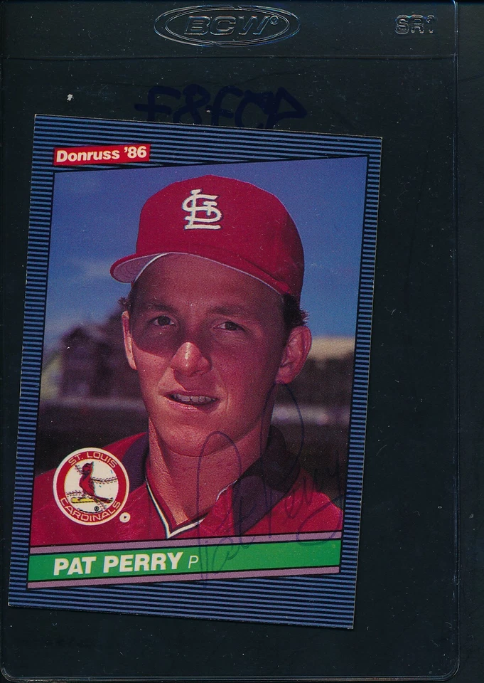 1986 Donruss #596 Pat Perry Cardinals Signed Auto *45787 - Image 1 of 1