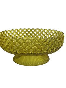 Regaline Melamine M200 Fruit Bowl Yellow Green Insert Lattice Design 9” Vintage - Picture 1 of 9