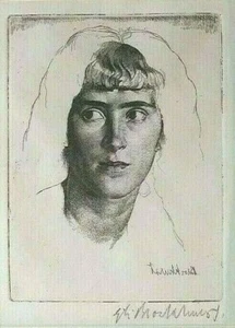 1924 LISTED ENGLISH GERALD BROCKHURST Sd ORIGINAL ETCHING FIGURE "PHEMIE" - Picture 1 of 10