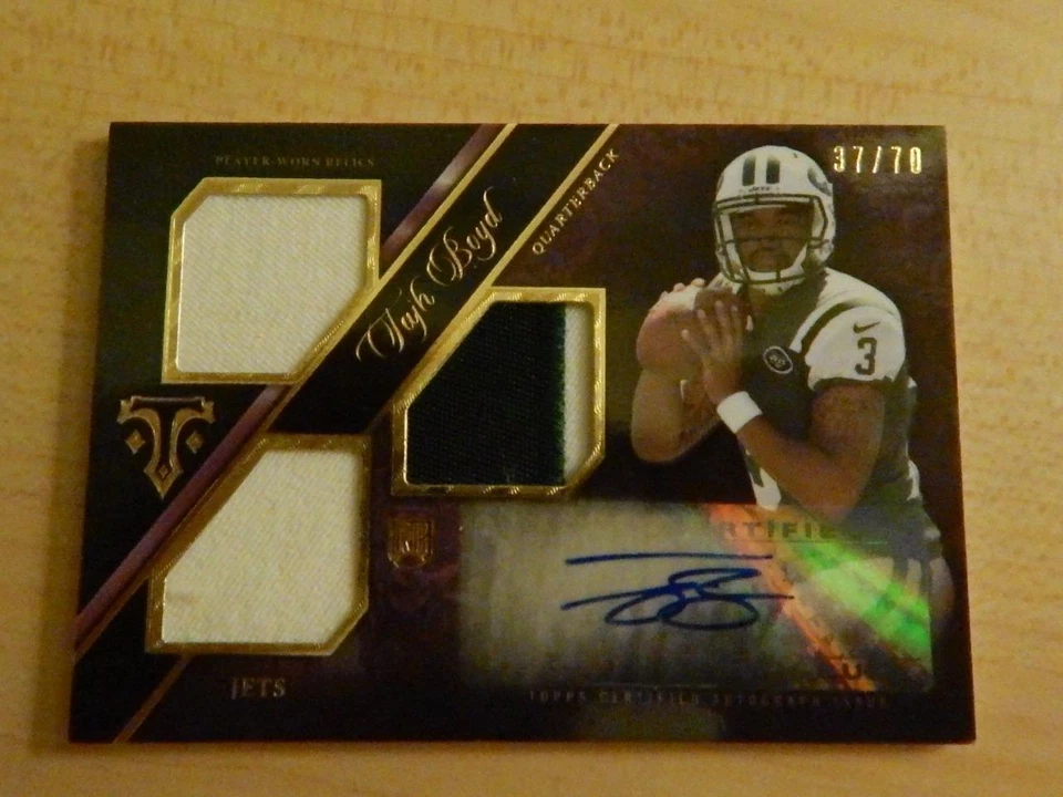 2014 TOPPS TRIPLE THREADS TAJH BOYD TRIPLE PATCH RC AUTO #ED /70 - Image 1 of 1