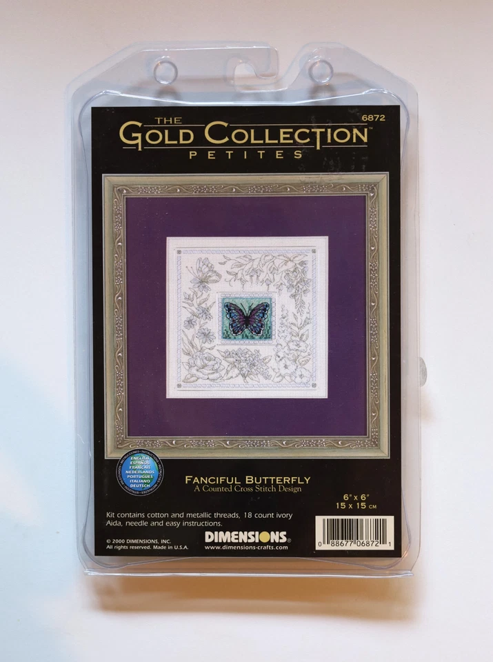 Cross Stitch Kit FANCIFUL BUTTERFLY Dimensions Gold Collection Petites 6x6 - Image 1 of 2
