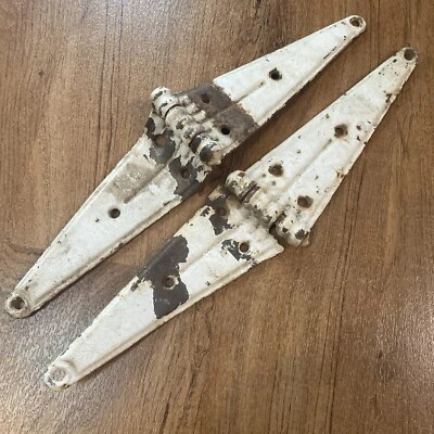 2 bisagras de granero de puerta oxidada con correa de alta resistencia de colección de 16" arte de jardín de pared Foto 1 de 4