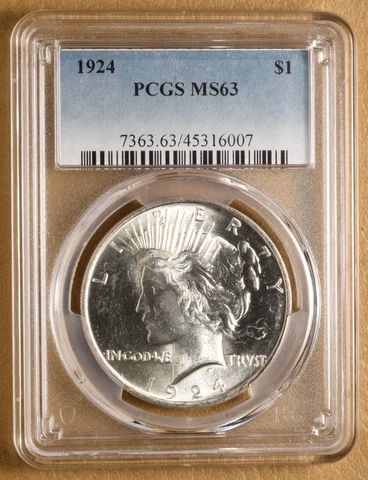1924 P Peace Silver Dollar PCGS MS63 Cover