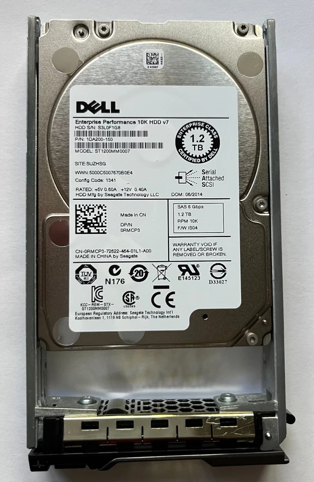 RMCP3 DELL POWEREDGE 1.2TB 10K SAS 6Gb/s 2.5in  SEAGATE ST1200MM0007 0RMCP3 - Image 1 of 1