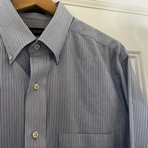 Chaps Blue Striped Mens Shirt 15.5-32/33 Medium - Picture 1 of 4