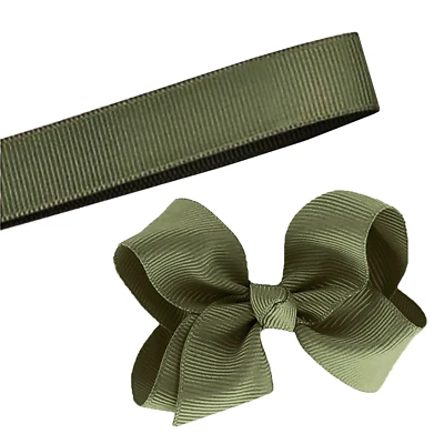 5 Yards Solid Olive Green Grosgrain Ribbon Yardage DIY Crafts Bows USA - Image 1 of 2
